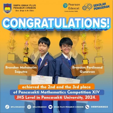 The 3rd place of Pancasakti Mathematics Competition XIV - Junior High School Level in Pancasakti University, Tegal, February 24th, 2024.