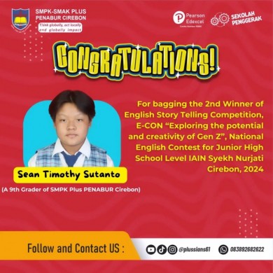 2nd Winner of English Story Telling Competition, E-CON “Exploring the potential and creativity of Gen Z”, National English Contest for Junior High School Level IAIN Syekh Nurjati Cirebon, 2024