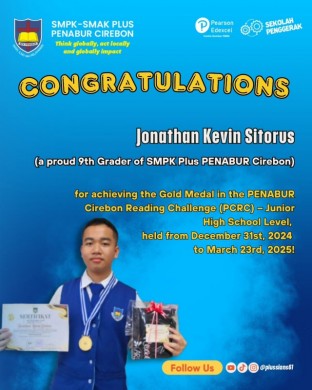 Gold Medal in the PENABUR Cirebon Reading Challenge (PCRC) – Junior High School Level, held from December 31st, 2024 to March 23rd, 2025!