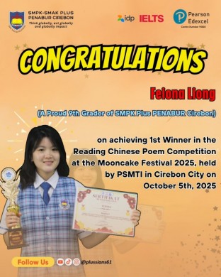 Congratulations Feiona Liong on achieving 1st Winner in the Reading Chinese Poem Competition at the Mooncake Festival 2025, held by PSMTI in Cirebon City on October 5th, 2025