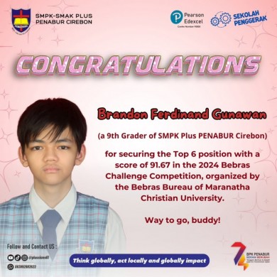 Top 6 position with a score of 91.67 in the 2024 Bebras Challenge Competition, organized by the Bebras Bureau of Maranatha Christian University.