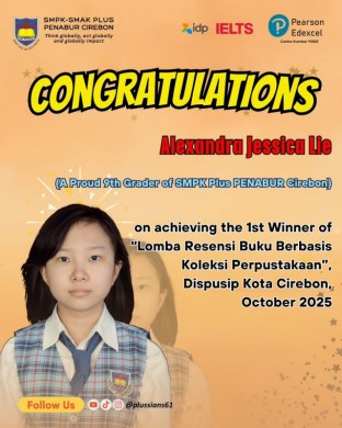 Congratulations Alexandra Jessica on achieving the 1st Winner of “Lomba Resensi Buku Berbasis Koleksi Perpustakaan”, Dispusip Kota Cirebon, October 2025