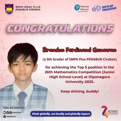 Top 5 position in the 26th Mathematics Competition (Junior High School Level) at Diponegoro University 2025.