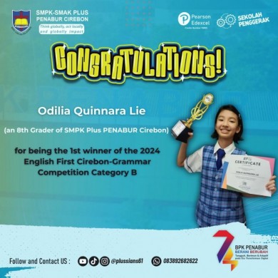 1st winner of the 2024 English First Cirebon-Grammar Competition Category B