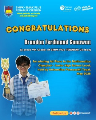 1st Place in the Mathematics Olympiad – Junior High School Level, held by Universitas Pancasakti Tegal, May 2025.