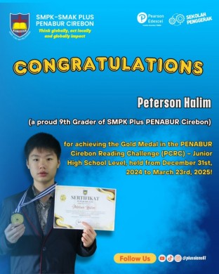 Gold Medal in the PENABUR Cirebon Reading Challenge (PCRC) – Junior High School Level, held from December 31st, 2024 to March 23rd, 2025!