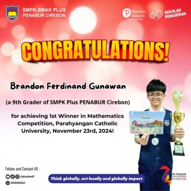 1st Winer in Mathematics Competition, Parahyangan Catholic University, November 23rd, 2024!